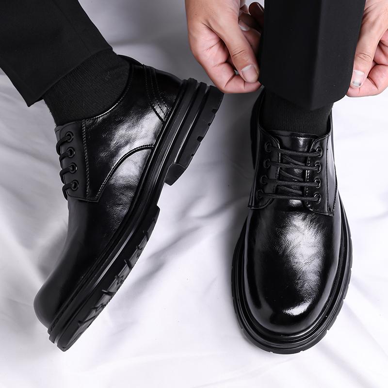 Men's luxury leather shoes Classic casual style Party Business Office Outdoor fashion thick soled shoes Lace up Derby New