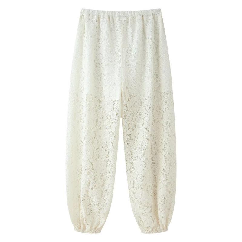 Women's Lace Elastic Waist Loose Long Pants - INS Hot Style 2026 Fashion