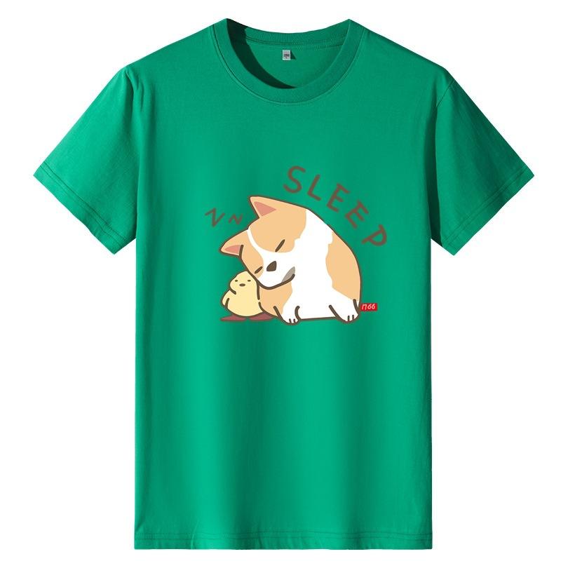 Summer Cartoon Printing Short-sleeved T-shirt Men And Women Couples Loose Loose Shirt Tops Aesthetic Clothing Summer Tops