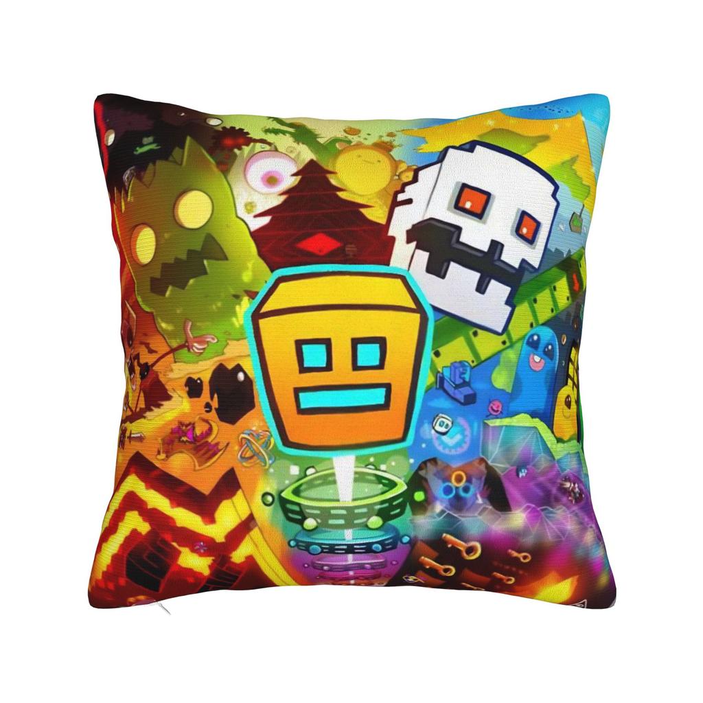 Geometry Dash Games Pillow Covers Merch Printing Cushion Cover Gift Throw Pillow Case Cover Chair Multiple Sizes