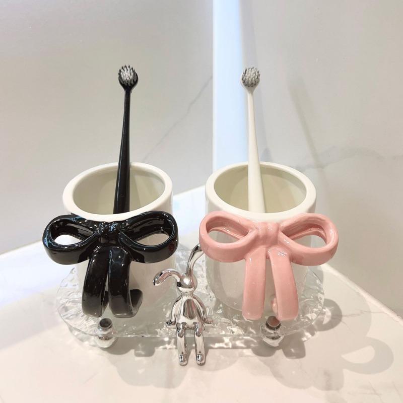 Ceramic Toothbrush Cup Stylish Home Use Couple Creative Minimalist Design Luxury Dental Care Set His and Hers Bathroom