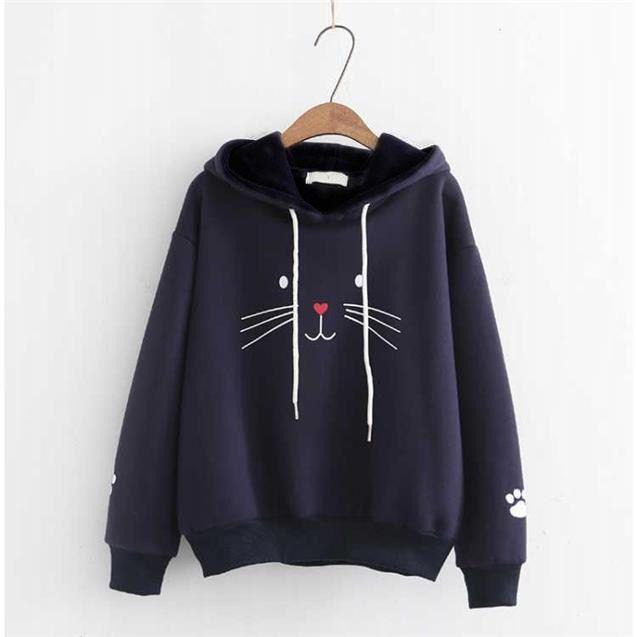 Women's Plus Velvet Hooded Sweatshirt - Korean Style, Loose Fit for Autumn/Winter, Best Friend Outfit, Japanese-Inspired, Thick & Versatile Outerwear