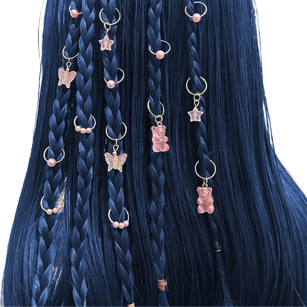 14pcs Dread Locks Dreadlocks Beads Butterfly Bear Hair Braid Tubes Mixed Hair Rings Set  Decor