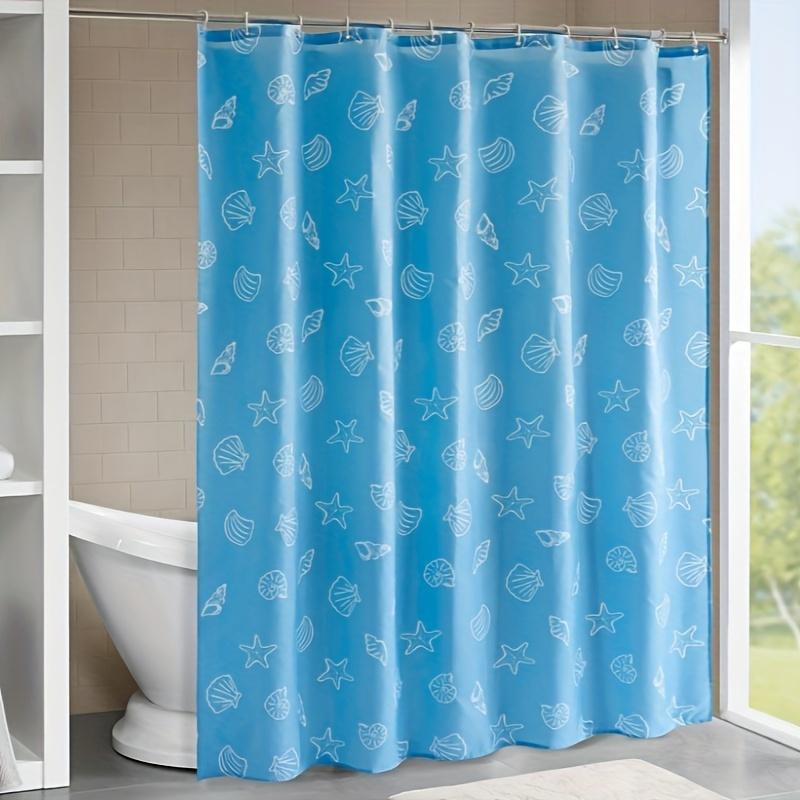 1Pc Waterproof Ocean Shell Shower Curtain - Polyester, Mildew - Resistant, No - Punch, 72"×72", 12 Hooks