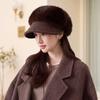 Women S Fleece Warm Octagonal Hat Retro Stitching Windproof