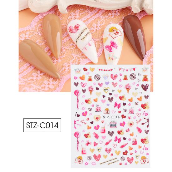 Nail Art Sticker Lovely Cute PET Valentine Heart Shaped Nail Art Tips Decoration for Couple