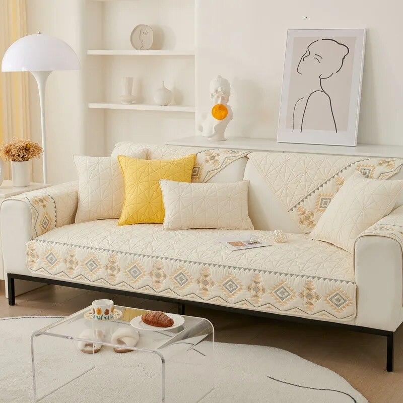 Moderne Stickerei Rutschfestes Sofa Handtuch Böhmischer Stil Sofabezug für Wohnzimmer Vier Jahreszeiten Universal Couch Handtuch Heimdekor