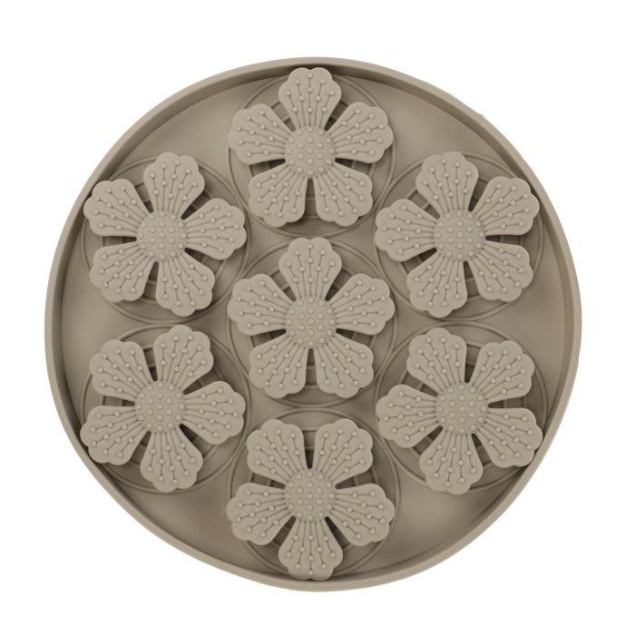 Tapis a lécher Fleur Rond 20 cm Taupe