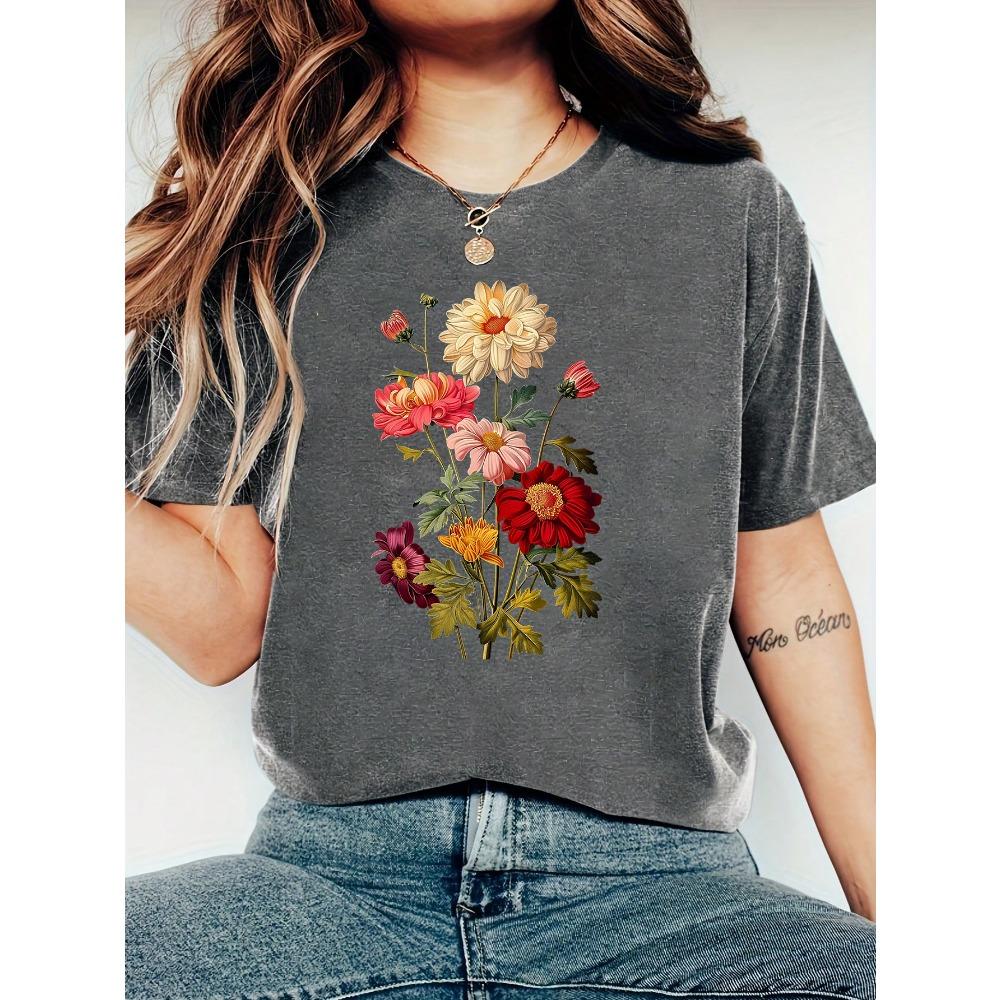 Harajuku Flori și Plante Vintage Tricou de Damă Mânecă Scurtă Gât Rotund Tricou de Vară Topuri pentru Femei Haine