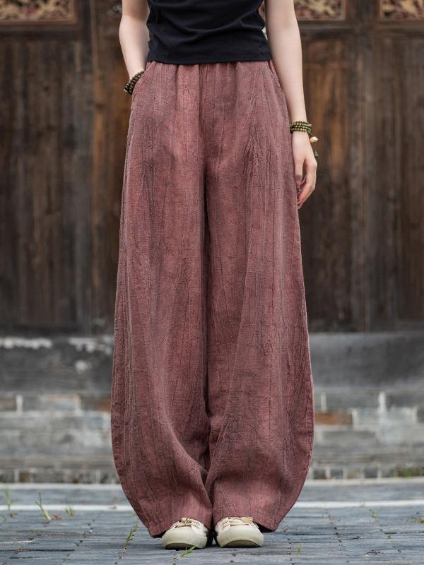 Women's Hemp Tie-Dye Distressed Lantern Pants: Cotton & Linen Zen Meditation Wear 26