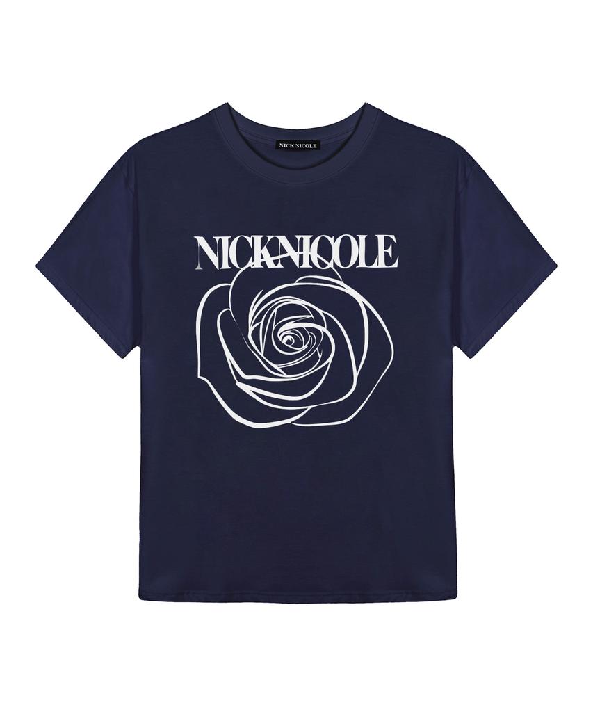 Nigaennikol Big Rose Sleeve Top_Navy White