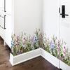 Yousheng 2 Sheets Watercolor Floral Wall Corner Stickers Wildflower Butterflies Green Grass Baseboard Skirting Line Wall Decals for Bedroom Living