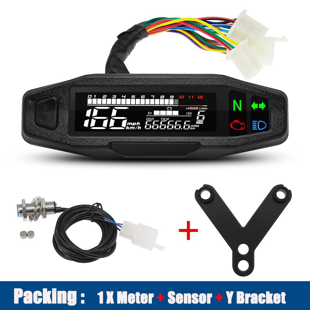 12V Motocicletă Digital Panou Vitezometru Universal Kit Indicator de Combustibil Tahometru LED Impermeabil Contor de parcurs Indicator de lumină de semnalizare