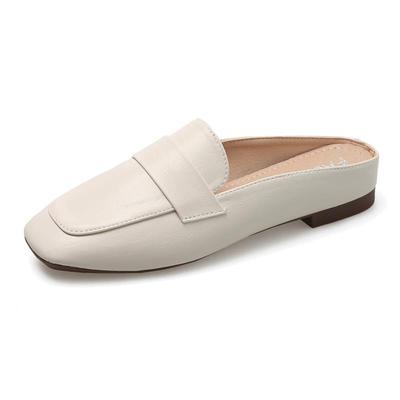 Fashion New Summer Baotou Slippers Wearing Fashionable Flat Bottom Soft Leather Outgoing Slippers for Women