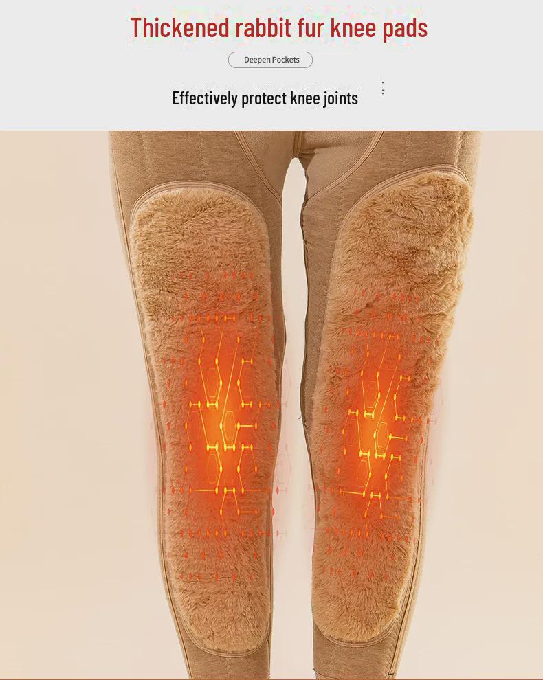 Herren High-Waist Wollfleece-Hose mit Kniepolstern, extra dick und warm, ideal für Mittelalte und Ältere.