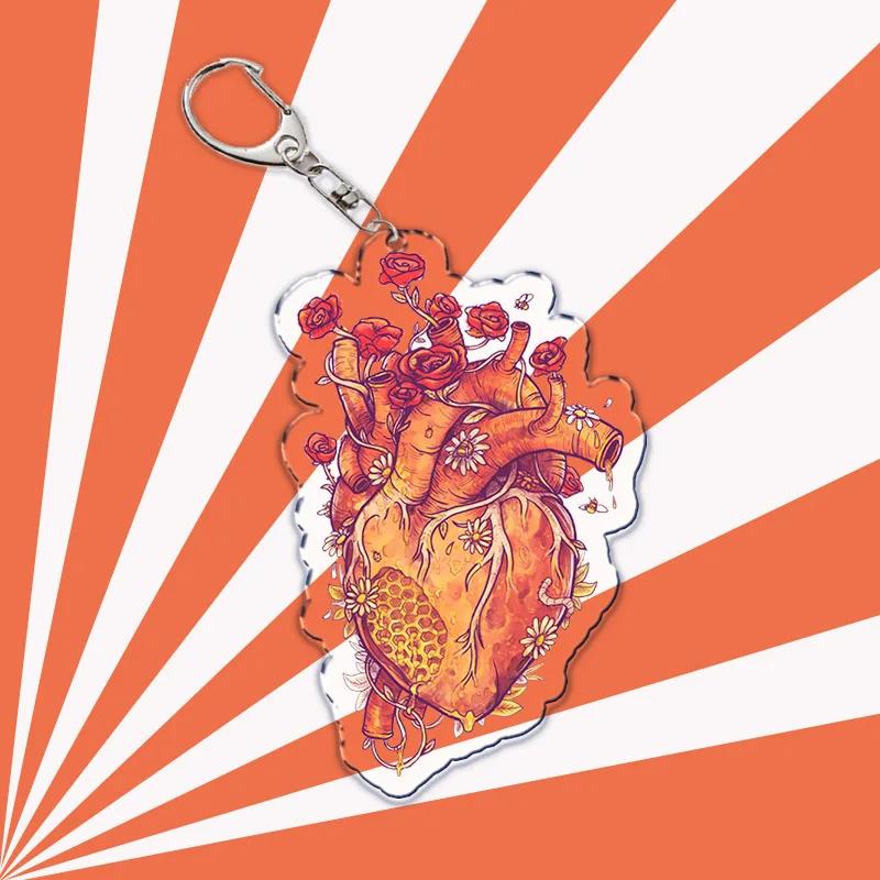 Simple Pink Heart Keychain KeyRing Key Chains Cute Fashion Popular Keychain for Bag Pendant Aaccessories