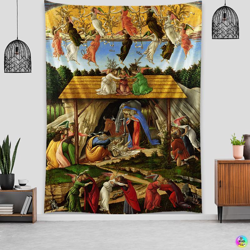 Tapeçaria de natal presépio pendurado na parede jesus anjo páscoa decoração da parede cristo tapeçarias nascimento manjedoura para decoração de casa