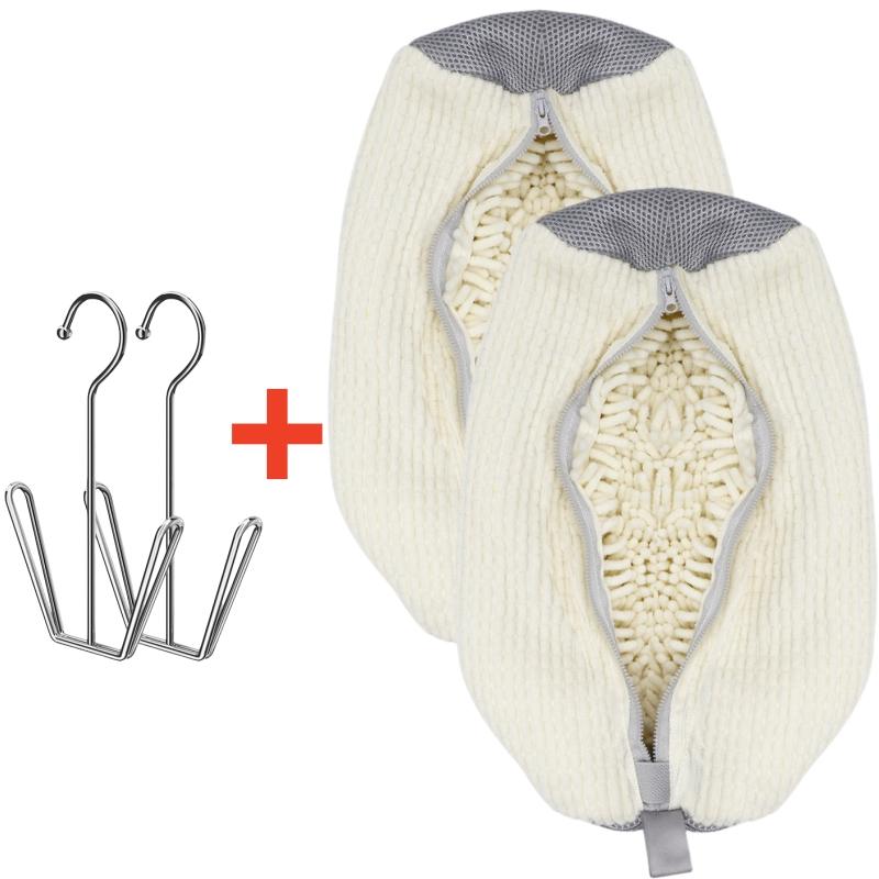Shoe Washing Machine Bag With Shoes Drying Rack Set Durable Laundry Shoe Bag For Washer & Dryer Fluffy Fibers Washing Shoes Bag