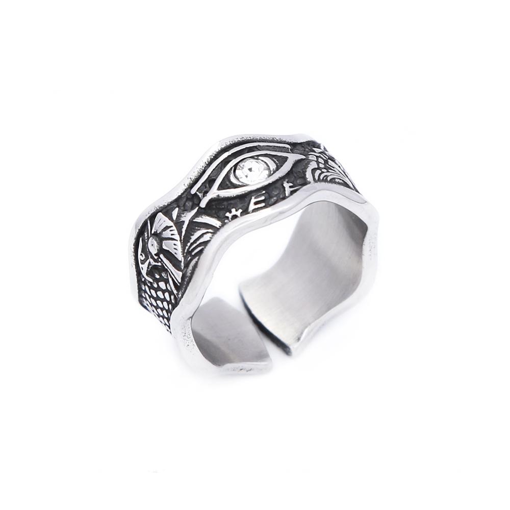 New Gothic Vintage Domineering Devils Eye Rings for Men Boys 316L Stainless Steel Fashion Opening Amulet Ring Biker Jewelry Gift