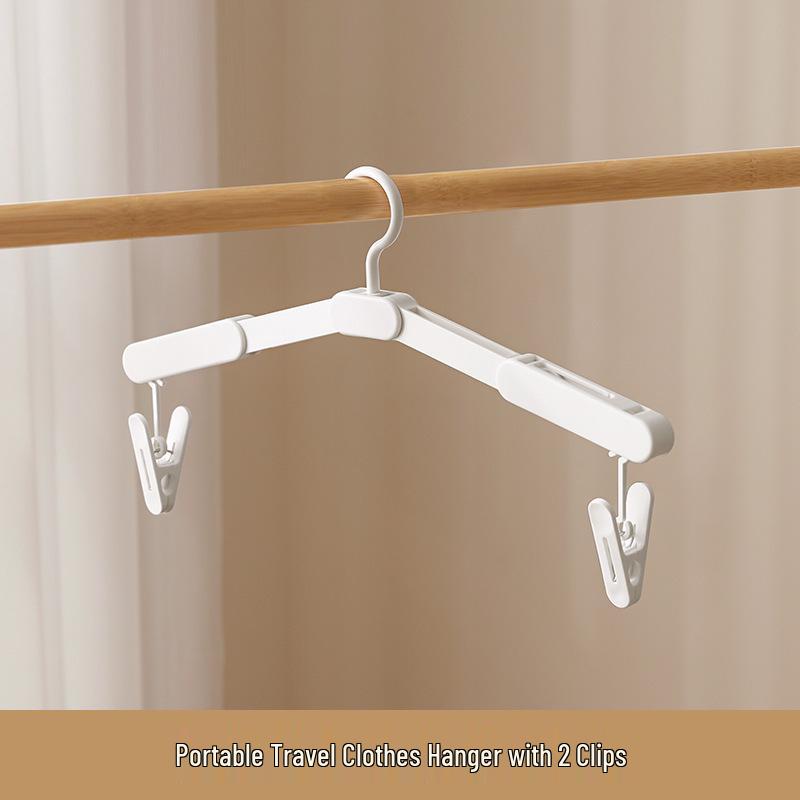 Portable Folding Travel Clothes Rack - Telescopic No-Punch Hanger for Indoor Drying