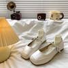 French three-color optional evening wind Mary Jane shoes 2025 autumn new flat-soled single shoes light mouth leather shoes