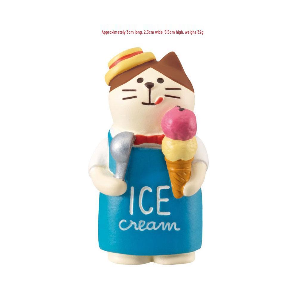Creative Japanese Cat Ice Cream Resin Desk Ornament