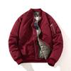 Men Bomber Jacket Solid Autumn Winter Pilot Jacket Women Vintage Fashion Hooded Baseball Coat Casual Windbreak Parkas Red Pink