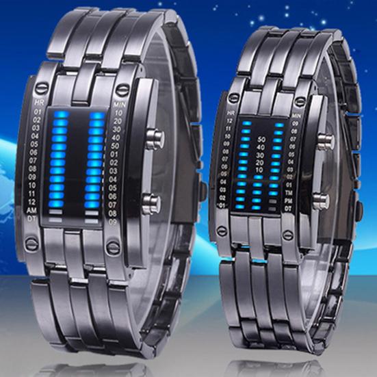 Wristwatch with Strap Date Digital Tungsten Steel Fashion Luminous Watch for Couple