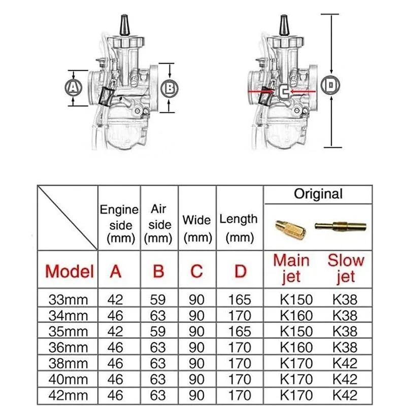 For KEIHIN 2T 4T Scooter ATV UTV 250CC 300CC 350CC 400CC Engine Motorcycle PWK 33mm 34mm 35mm 36mm 38mm 40mm 42mm Carburetor