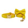 Pet Collar, Dog Leash, Dog Collar, Yellow Velvet.