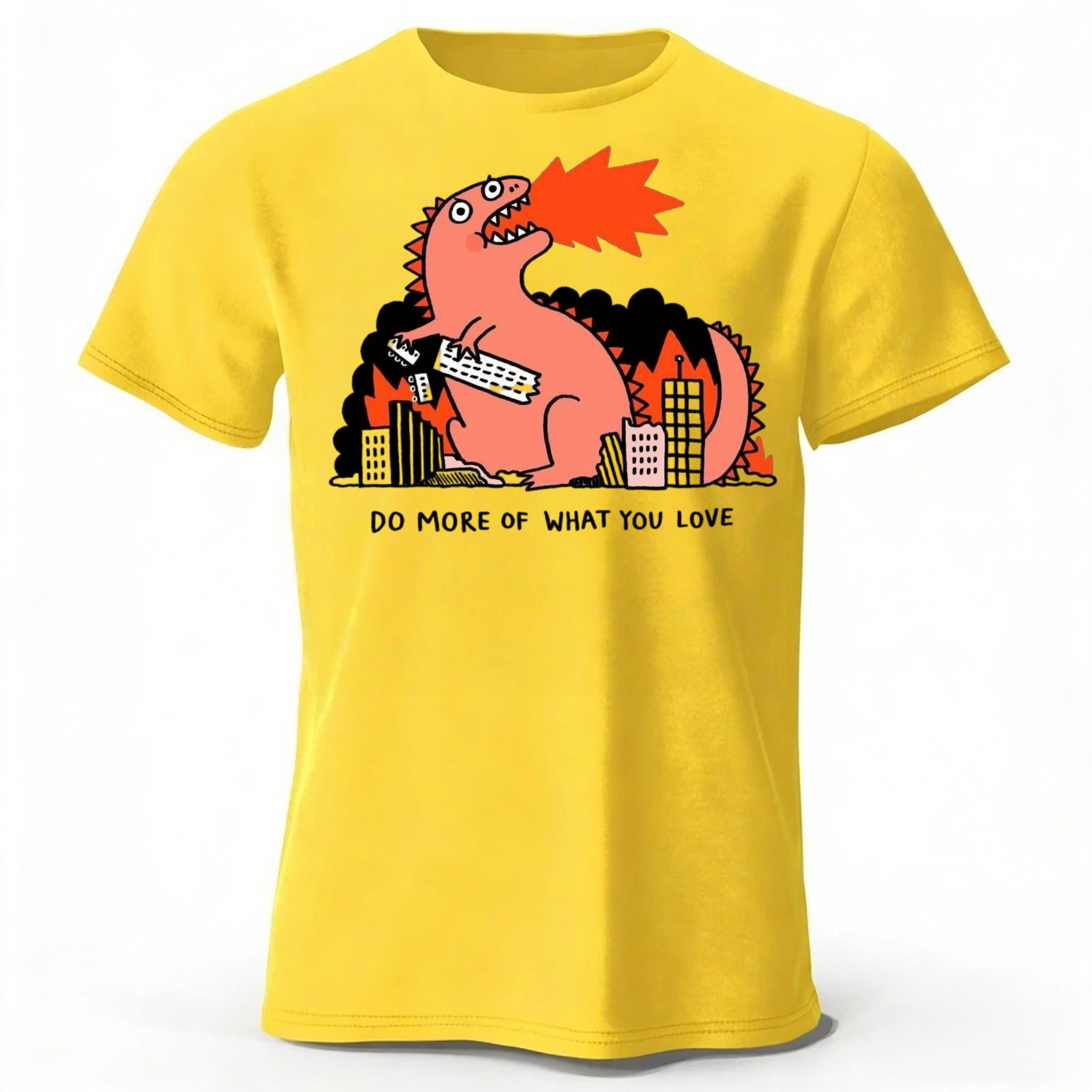 

Fun Monster Be Brave Just Do It Cotton Short-sleeved Shirt Men s Daily Sports Fitness Running Breathable Plus Size Tops L жёлтый