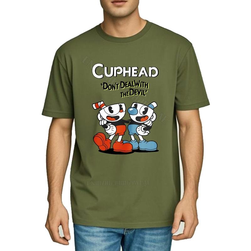 Rock tshirt Adult Classic Tshirt Cuphead And MugUnisex Cartoon Design Casual Unisexs Tshirt Retro Trendy Tshirt Daily Wear