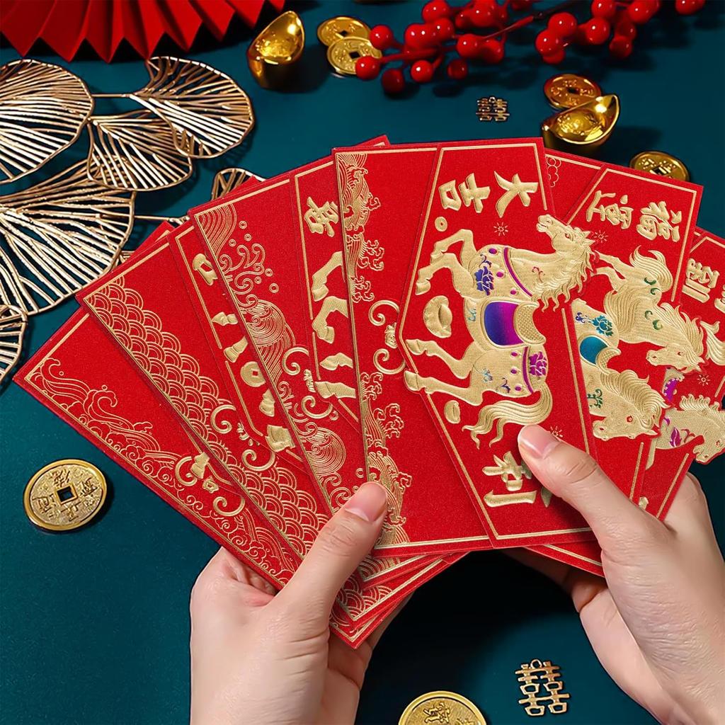 24Pcs Year of the Horse Chinese New Year Red Envelopes 2026 - Ideal for Cash and Co, Lunar Festival Envelope