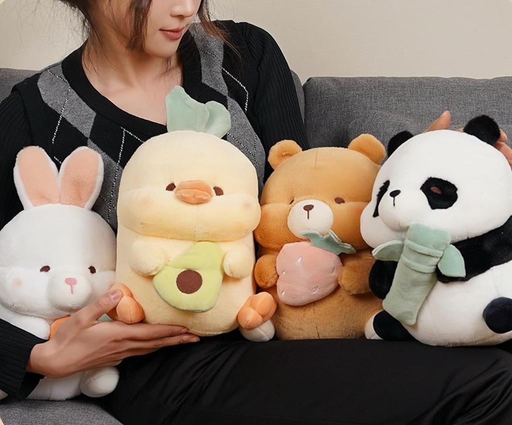 Plush Animals, Cuddly Stuffed Animals, Panda, Rabbit, Duck, Bear, Animal Family, Kids' Favorite, Birthday Gift, Interior Decor, Body Pillow, Fluffy,