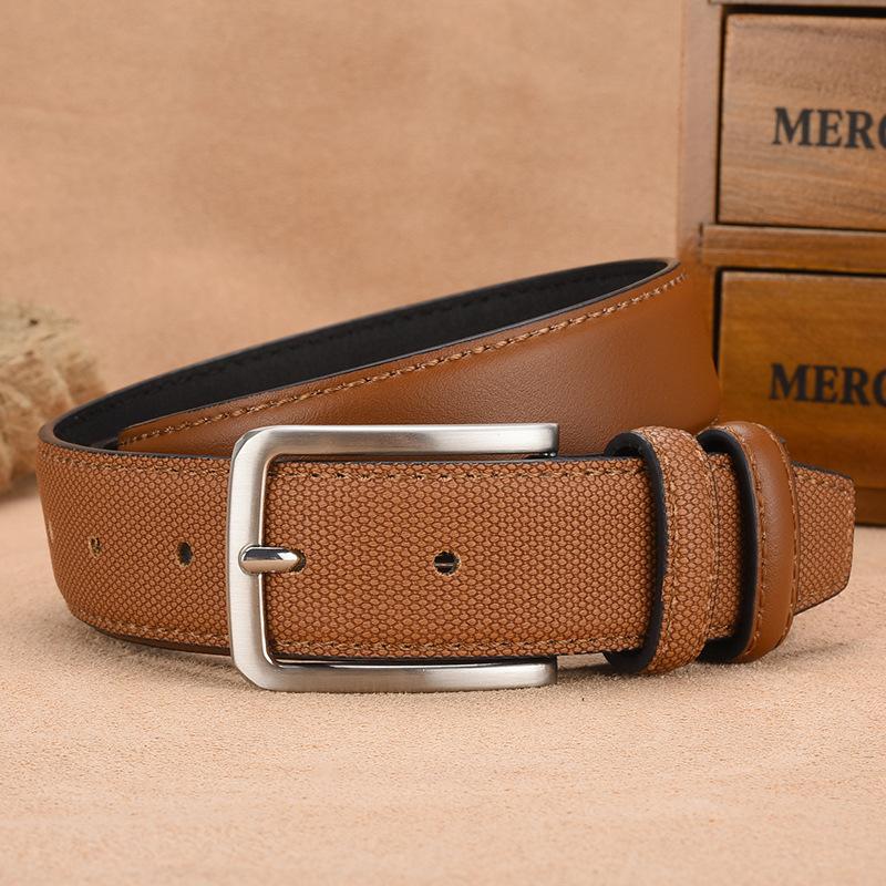 Belt Men'S Embossed Belt Business Casual Simple Punched Belt Pu Imitation Leather Men'S Belt Tide