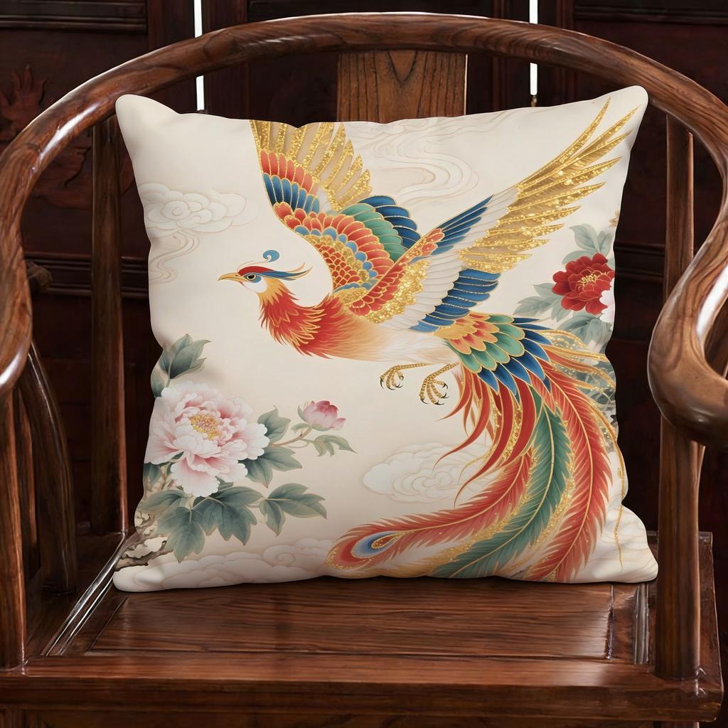 New Chinese Style Phoenix Pillow Living Room Sofa Decorative Piece Good Luck Bedroom Carriage Moving Gift Long Rectangle Plus...