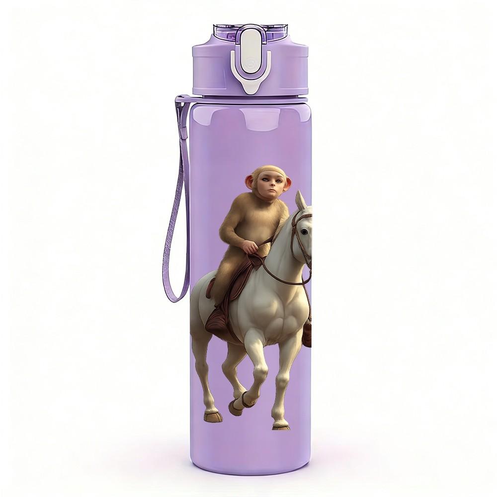 1PC Cowboy Riding Horse Art 750ml Color Plastic Sports Water Bottle Leakproof Flip Straw Lid Suitable for Sports Office Home Use