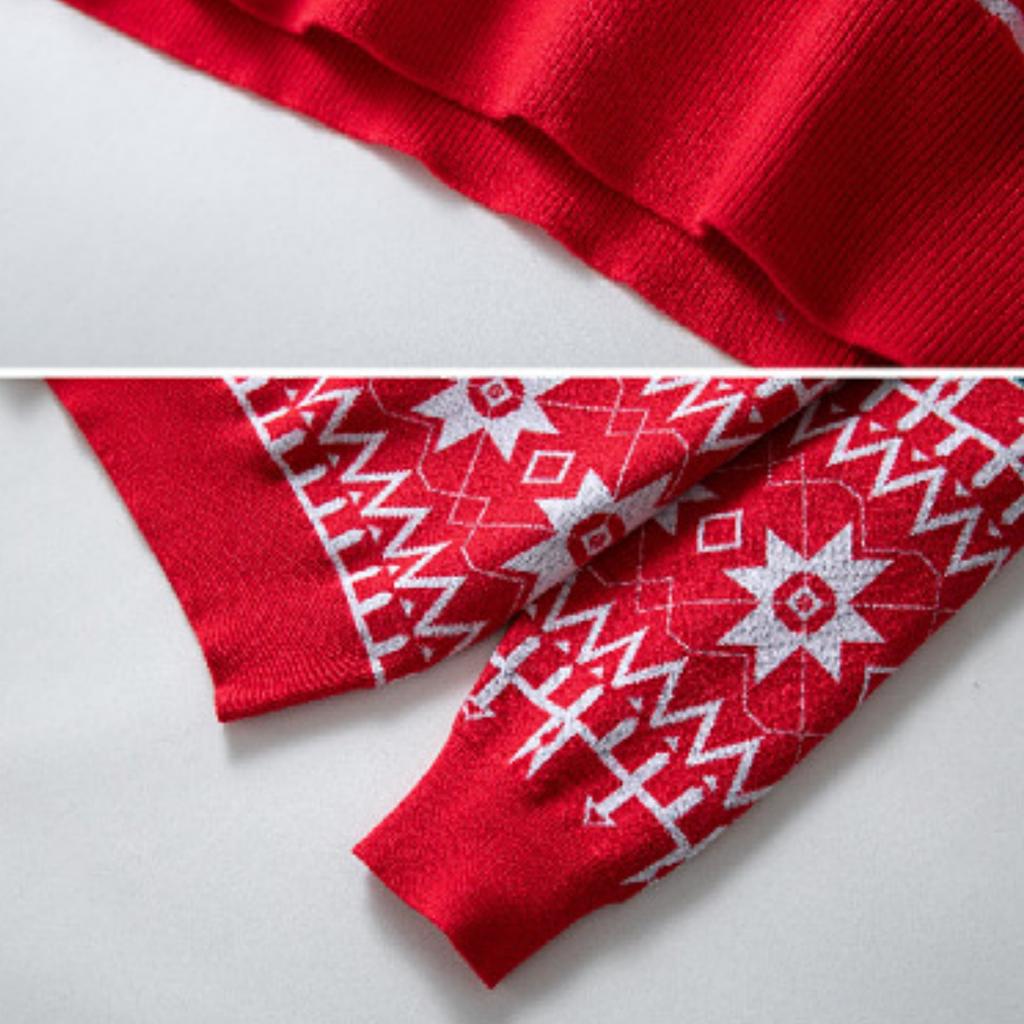 Men's And Women's Casual Christmas Printed Knitted Sweater, Loose Pullover Round Neck Warm Sweater