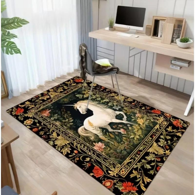 Rainbow Clouds Sweet Cartoon Horse Carpet Floor Mat Suitable for Bedroom Living Room Kitchen Bathroom and Office Areas Mats