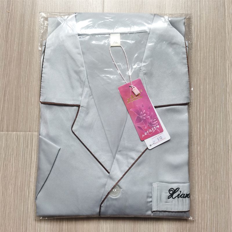 Summer Dream Genuine Goods Summer Silk Homewear Men Pajamas Summer Thin Short-Sleeved Pants Suit Men's Lapel