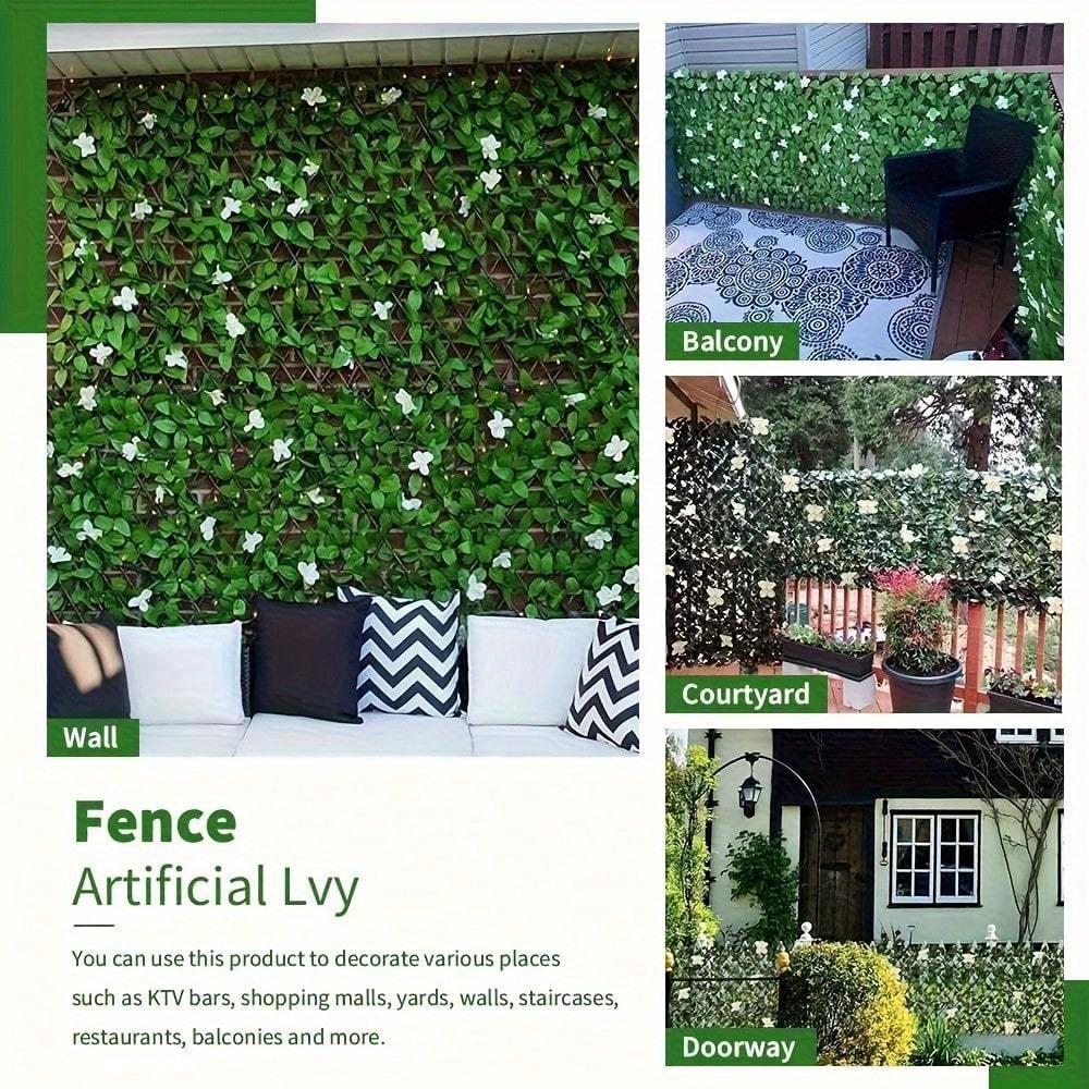 1pc Expandable Fence Privacy Screen For Balcony Patio Outdoor, Artificial Privacy Screen Decor, Faux Ivy Fencing Panel For Outdoor Wall