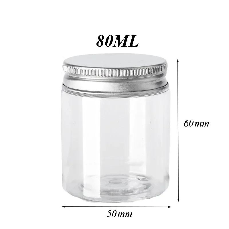 

Aluminum circular storage tank with lid Cosmetic trial packaging can Transparent food travel wide mouthed bottles and jars