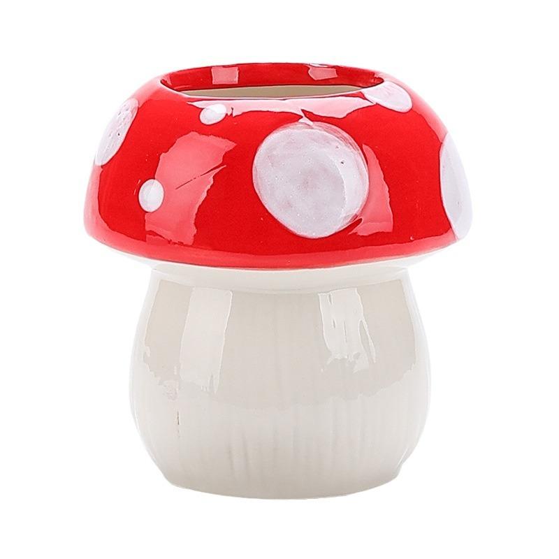 Mushroom Pen Holder Ceramic Desktop Cute Girl Pen Holder Office Stationery Shelf Children's Student Creative Ornament