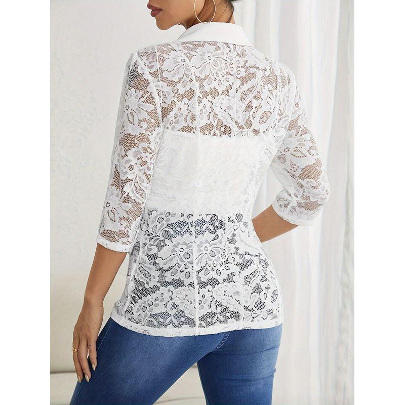 Lace-Trimmed Women's Small Suit Jacket Top