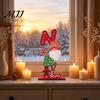 Christmas Gnome Signs Wooden Ornament, Gingerbread Man Reindeer Letter Decor, Colorful Tabletop Holiday Desktop Decorations Figurines for Tree