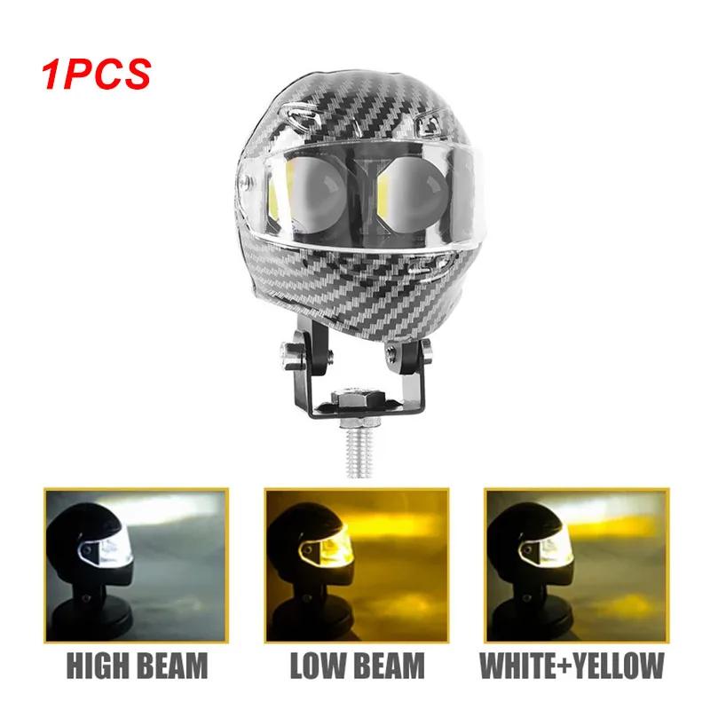 Helmet Style Fog Driving Light Motorcycle LED Headlight Dual Eye White Yellow Projector Lens Spotlights for Moto Offroad Tractor