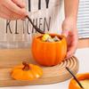 Cute Pumpkin Seasoning Jar Kitchen Seasoning Box Ceramic Stew Pot Home Stew Soup Steamed Egg Bowl with Lid Soup Jar Halloween