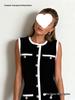 Elegant Sleeveless Knit Dress with Pearl Buttons
