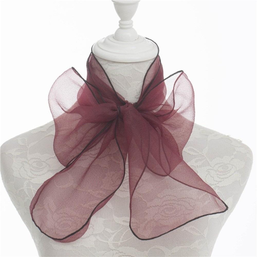 Thin Head Scarf Versatile Silk Scarf Long Silk Towel Fashion Hijab Scarf  Women s Dark red