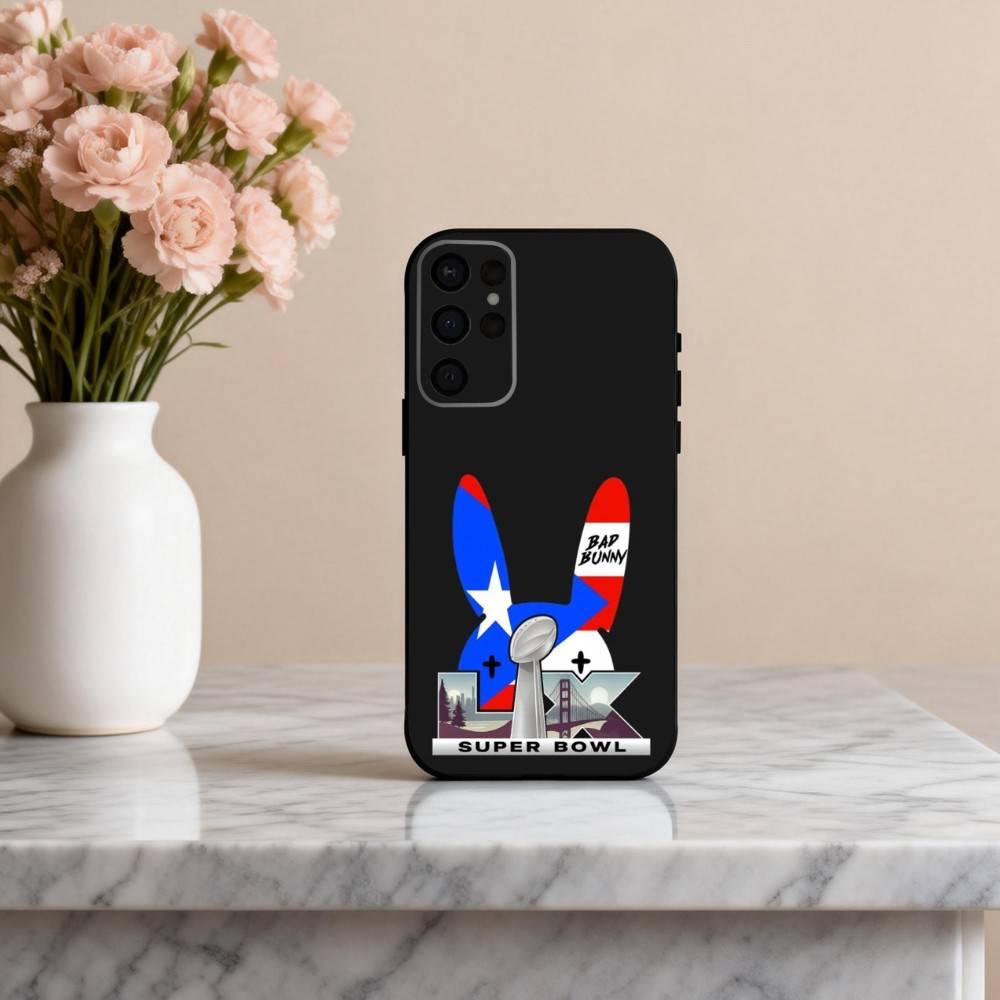 B-bad Bunny Super B-bowl Phone Case For Samsung S25,S24,S21,S22,S23,S30,Ultra,S20,Plus,Others Soft Black Cover